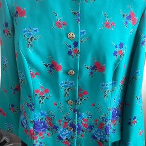 Gorgeous Floral Teal Skirt Suit